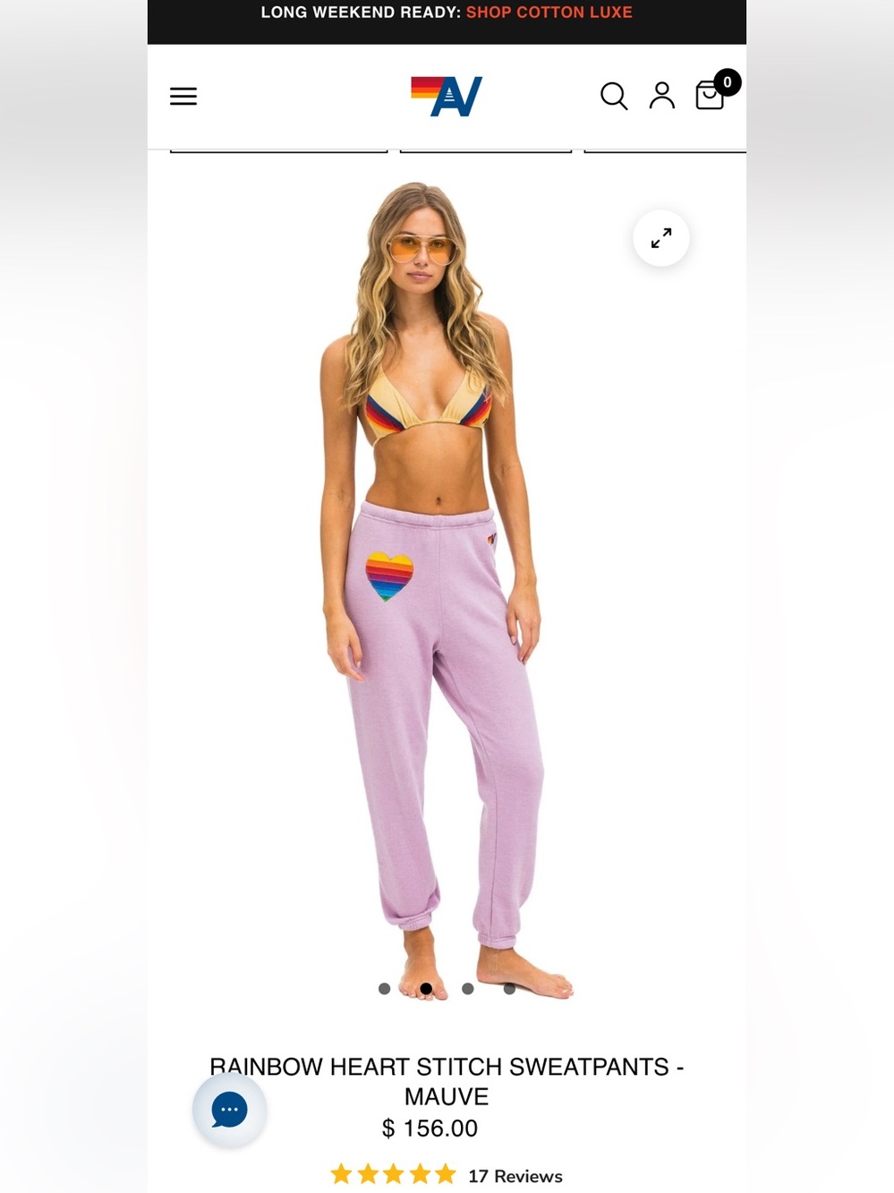 Aviator Nation Rainbow Heart Stitch Sweatpants in Mauve. Size S.